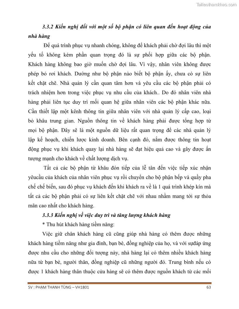Khóa luận tốt nghiệp văn hóa du lịch Tìm hiểu chất lượng dịch vụ ở nhà hàng Tong Hua, Hải Phòng - 6 Trang 63