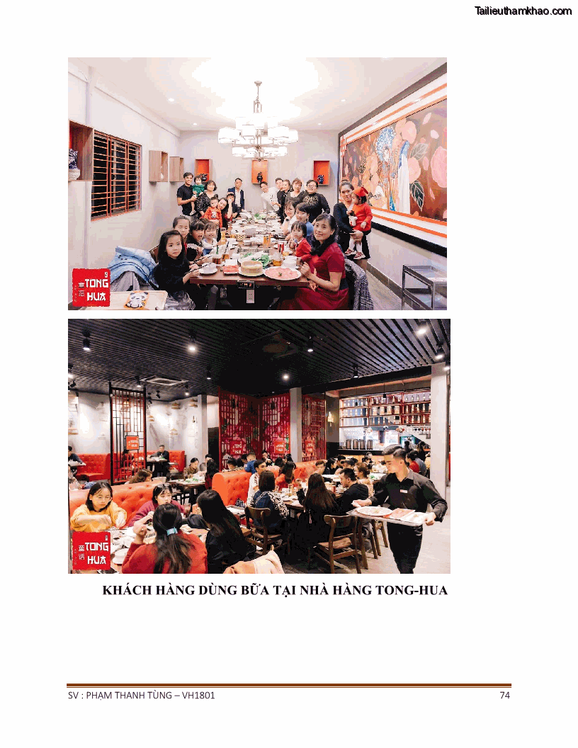 Khóa luận tốt nghiệp văn hóa du lịch Tìm hiểu chất lượng dịch vụ ở nhà hàng Tong Hua, Hải Phòng - 7 Trang 74