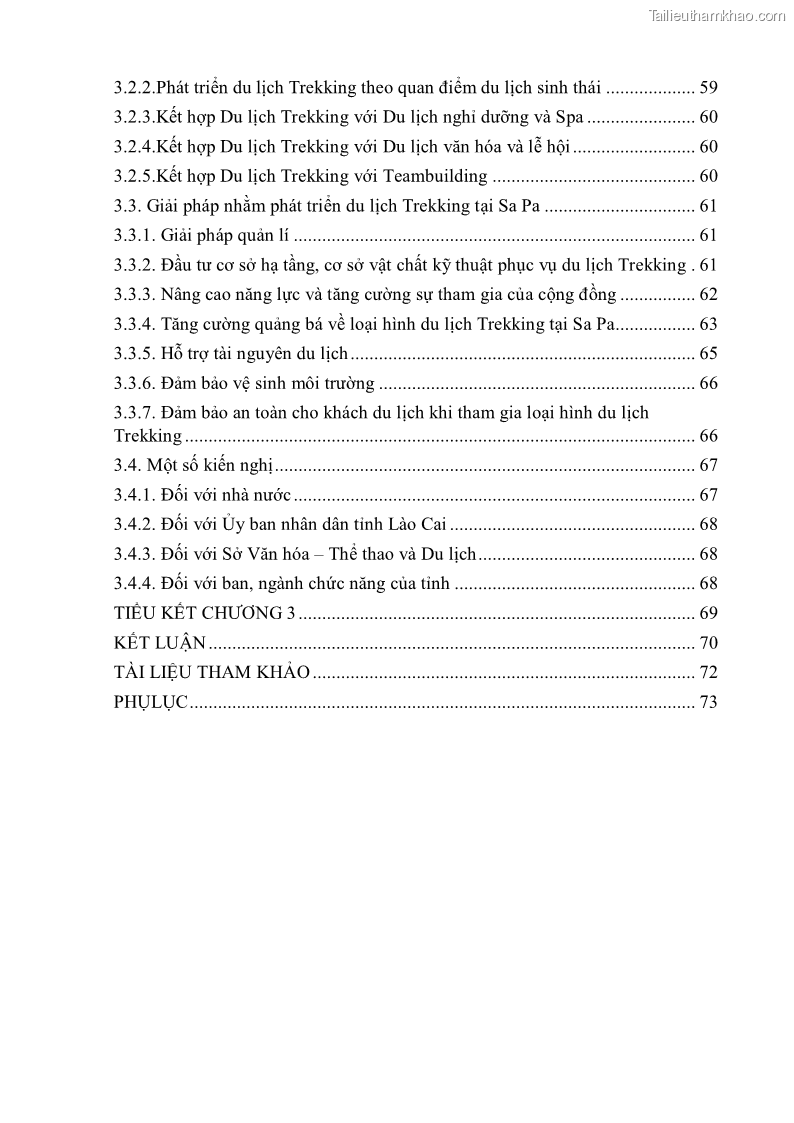 Khóa luận tốt nghiệp văn hóa du lịch Tìm hiểu khả năng khai thác và phát triển một số tuyến du lịch phục vụ du lịch Trekking tại Sa Pa - 1 Trang 10
