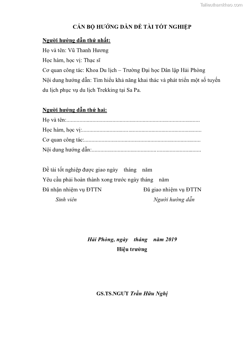 Khóa luận tốt nghiệp văn hóa du lịch Tìm hiểu khả năng khai thác và phát triển một số tuyến du lịch phục vụ du lịch Trekking tại Sa Pa - 1 Trang 5