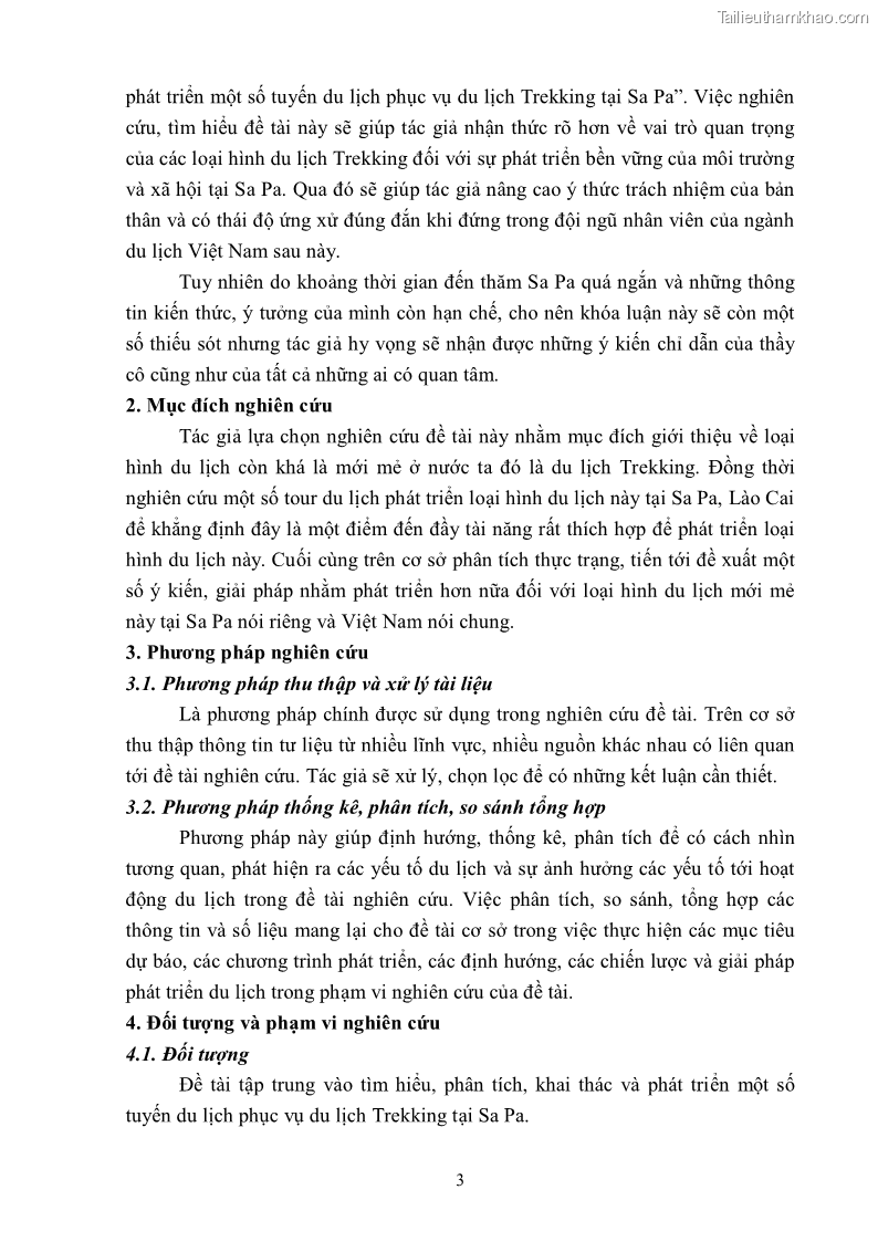 Khóa luận tốt nghiệp văn hóa du lịch Tìm hiểu khả năng khai thác và phát triển một số tuyến du lịch phục vụ du lịch Trekking tại Sa Pa - 2 Trang 13