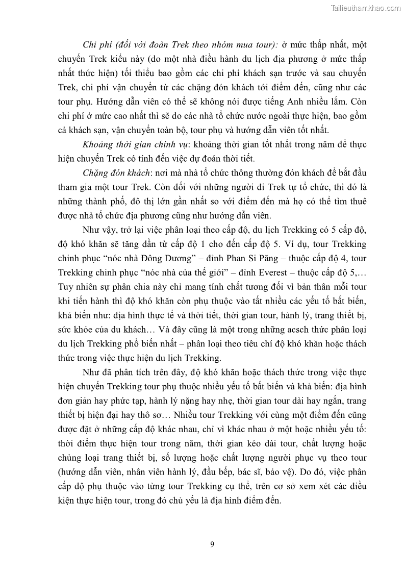 Khóa luận tốt nghiệp văn hóa du lịch Tìm hiểu khả năng khai thác và phát triển một số tuyến du lịch phục vụ du lịch Trekking tại Sa Pa - 2 Trang 19
