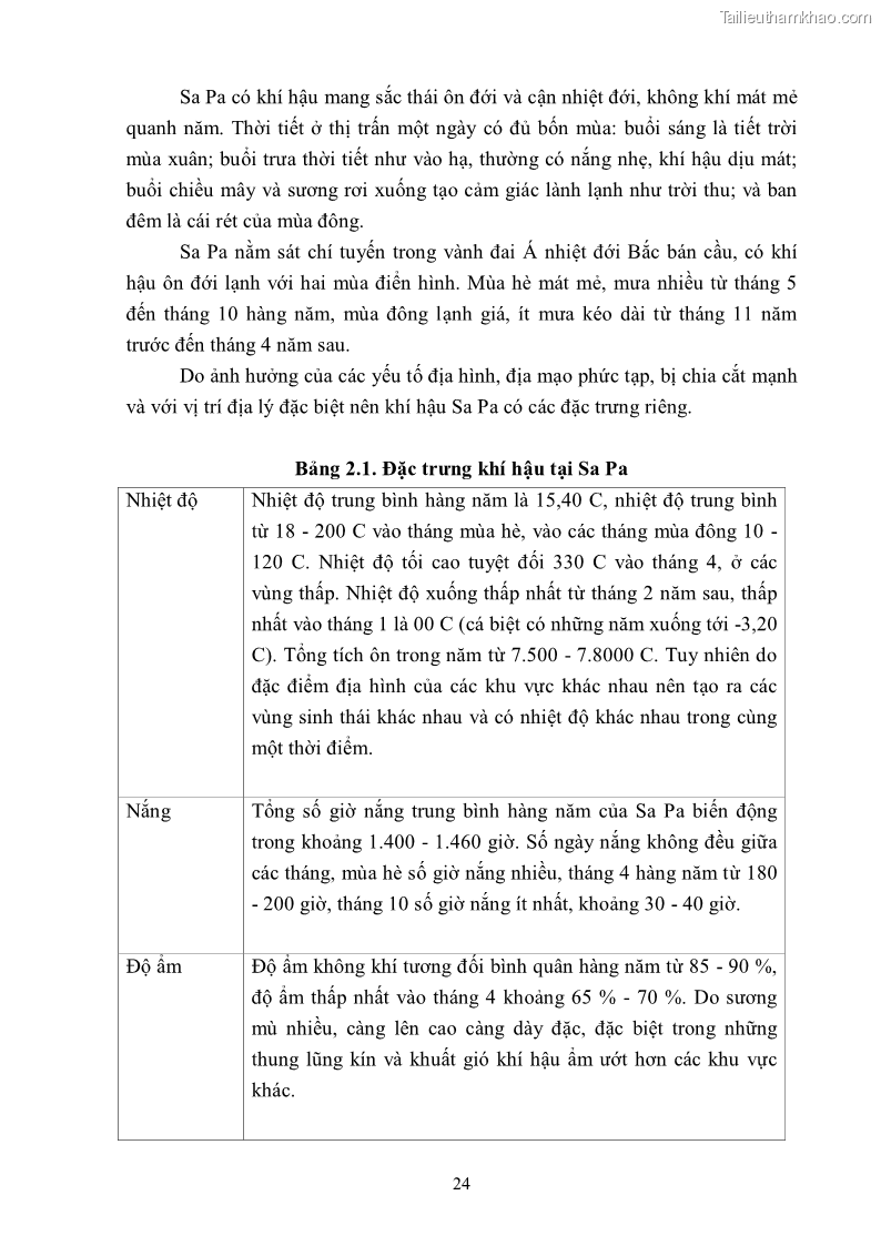 Khóa luận tốt nghiệp văn hóa du lịch Tìm hiểu khả năng khai thác và phát triển một số tuyến du lịch phục vụ du lịch Trekking tại Sa Pa - 3 Trang 34
