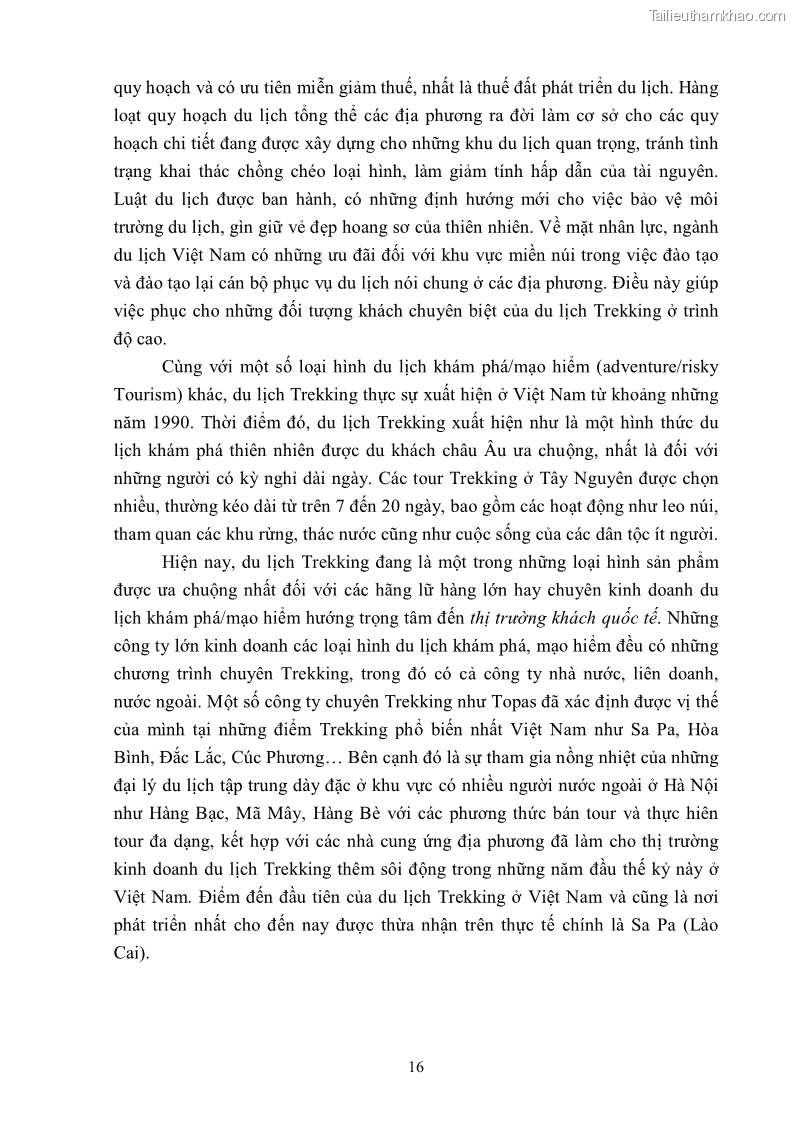 Khóa luận tốt nghiệp văn hóa du lịch Tìm hiểu khả năng khai thác và phát triển một số tuyến du lịch phục vụ du lịch Trekking tại Sa Pa - 3 Trang 26