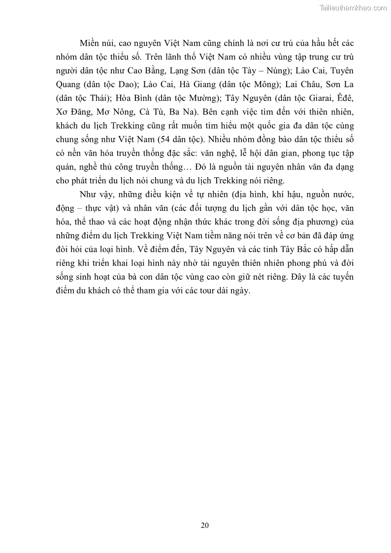 Khóa luận tốt nghiệp văn hóa du lịch Tìm hiểu khả năng khai thác và phát triển một số tuyến du lịch phục vụ du lịch Trekking tại Sa Pa - 3 Trang 30
