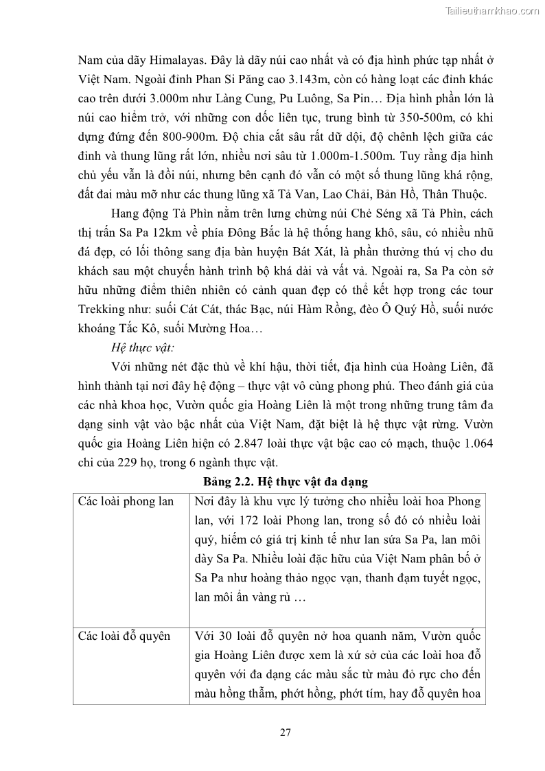 Khóa luận tốt nghiệp văn hóa du lịch Tìm hiểu khả năng khai thác và phát triển một số tuyến du lịch phục vụ du lịch Trekking tại Sa Pa - 4 Trang 37