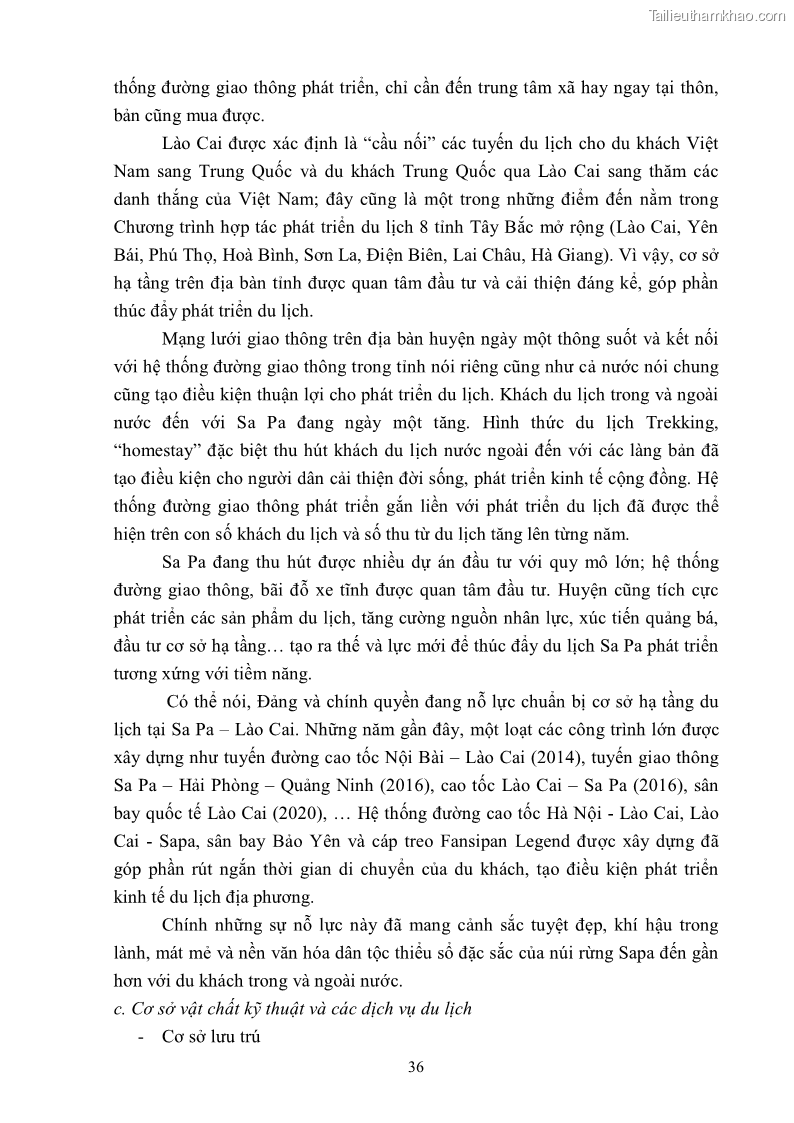 Khóa luận tốt nghiệp văn hóa du lịch Tìm hiểu khả năng khai thác và phát triển một số tuyến du lịch phục vụ du lịch Trekking tại Sa Pa - 4 Trang 46