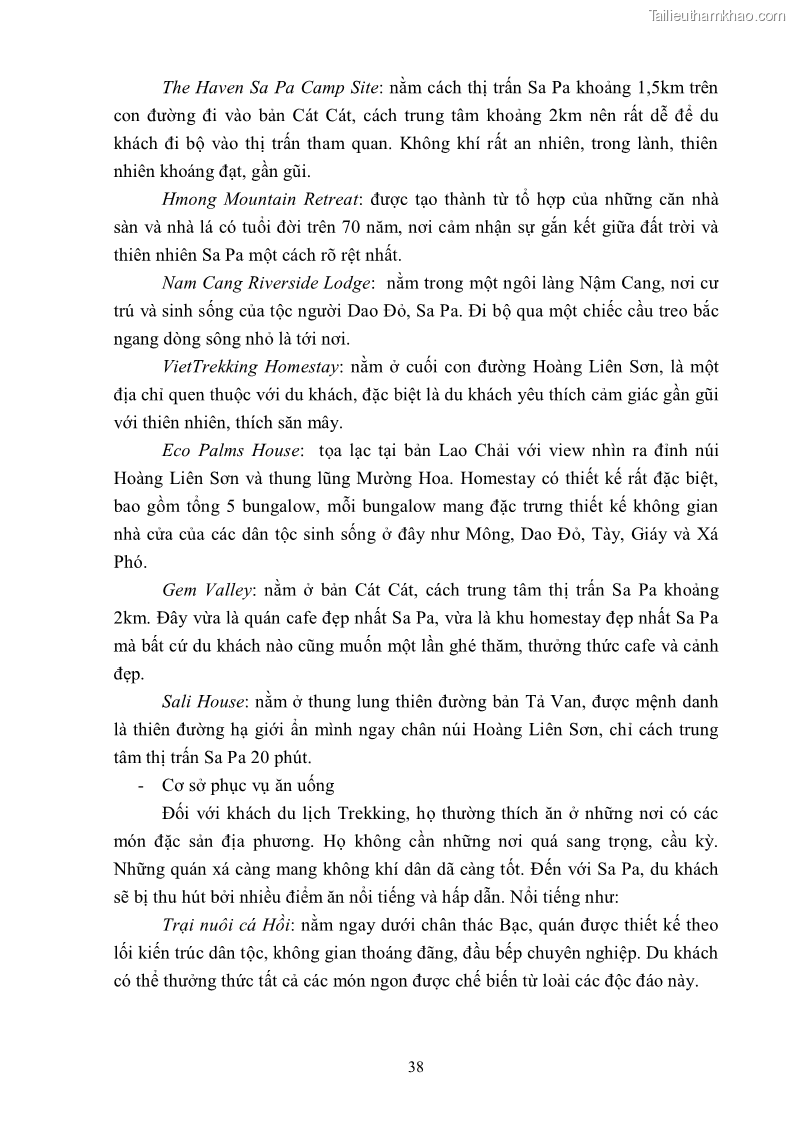 Khóa luận tốt nghiệp văn hóa du lịch Tìm hiểu khả năng khai thác và phát triển một số tuyến du lịch phục vụ du lịch Trekking tại Sa Pa - 4 Trang 48