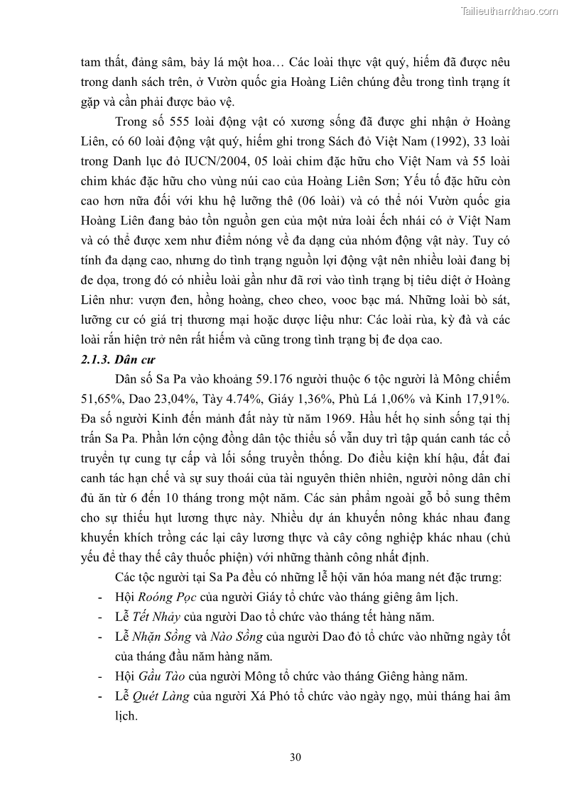 Khóa luận tốt nghiệp văn hóa du lịch Tìm hiểu khả năng khai thác và phát triển một số tuyến du lịch phục vụ du lịch Trekking tại Sa Pa - 4 Trang 40