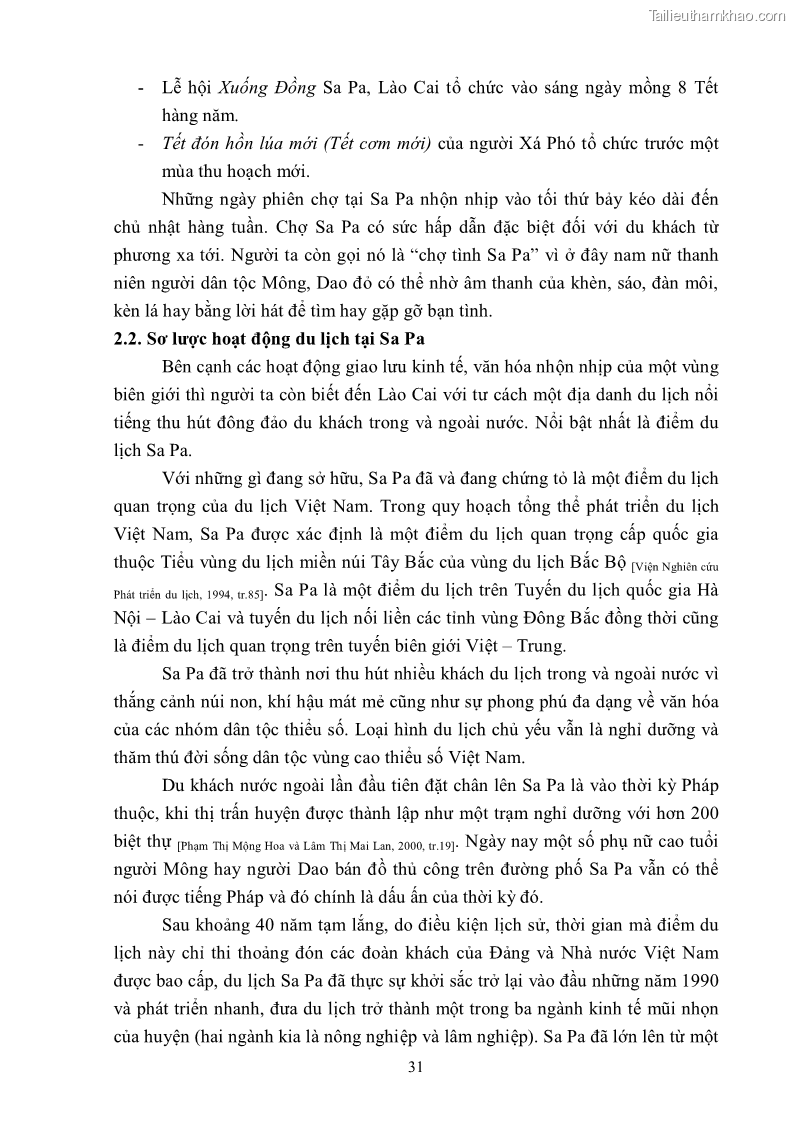 Khóa luận tốt nghiệp văn hóa du lịch Tìm hiểu khả năng khai thác và phát triển một số tuyến du lịch phục vụ du lịch Trekking tại Sa Pa - 4 Trang 41