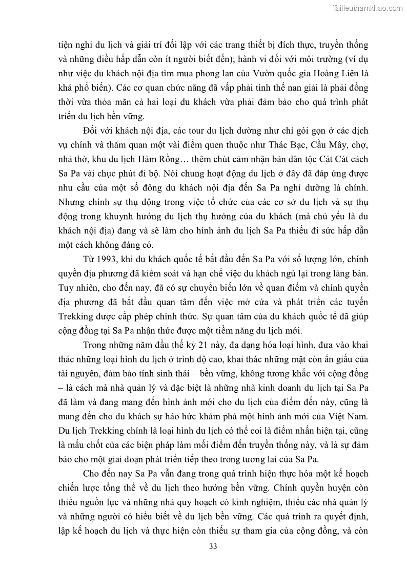 Khóa luận tốt nghiệp văn hóa du lịch Tìm hiểu khả năng khai thác và phát triển một số tuyến du lịch phục vụ du lịch Trekking tại Sa Pa - 4 Trang 43