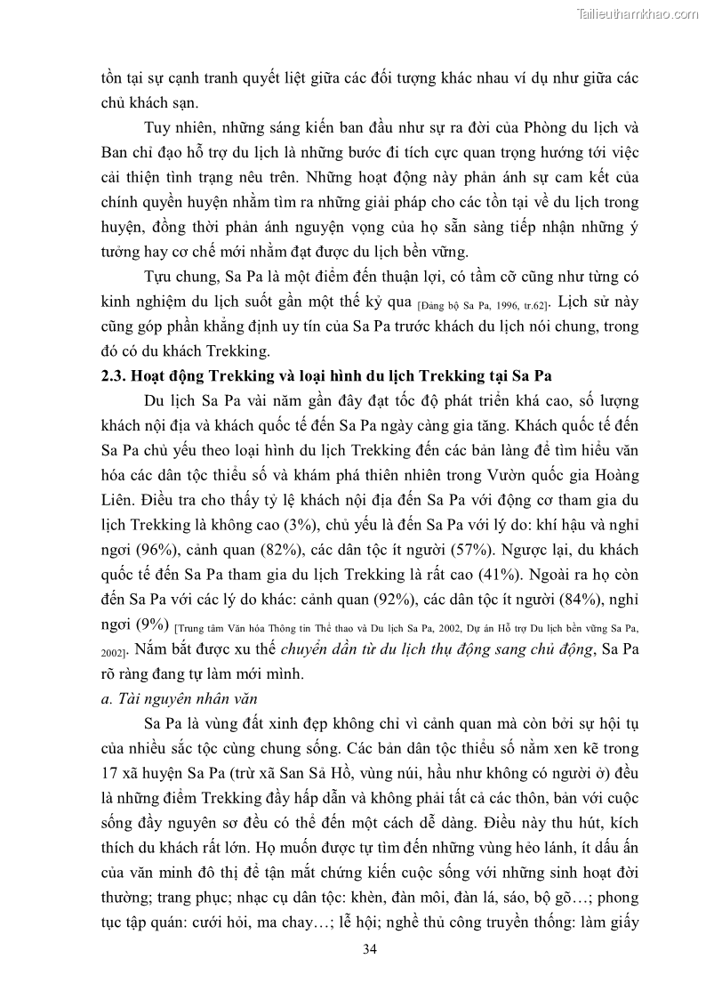 Khóa luận tốt nghiệp văn hóa du lịch Tìm hiểu khả năng khai thác và phát triển một số tuyến du lịch phục vụ du lịch Trekking tại Sa Pa - 4 Trang 44