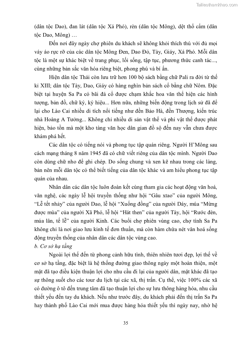 Khóa luận tốt nghiệp văn hóa du lịch Tìm hiểu khả năng khai thác và phát triển một số tuyến du lịch phục vụ du lịch Trekking tại Sa Pa - 4 Trang 45