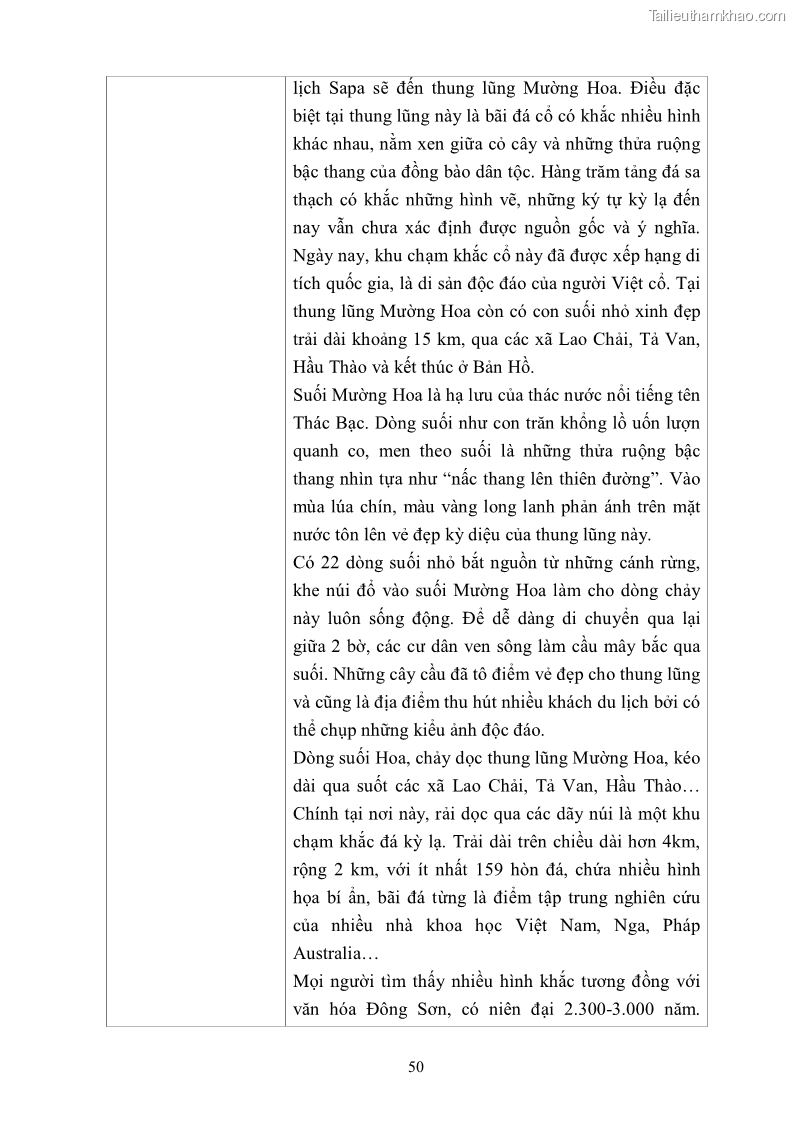 Khóa luận tốt nghiệp văn hóa du lịch Tìm hiểu khả năng khai thác và phát triển một số tuyến du lịch phục vụ du lịch Trekking tại Sa Pa - 5 Trang 60