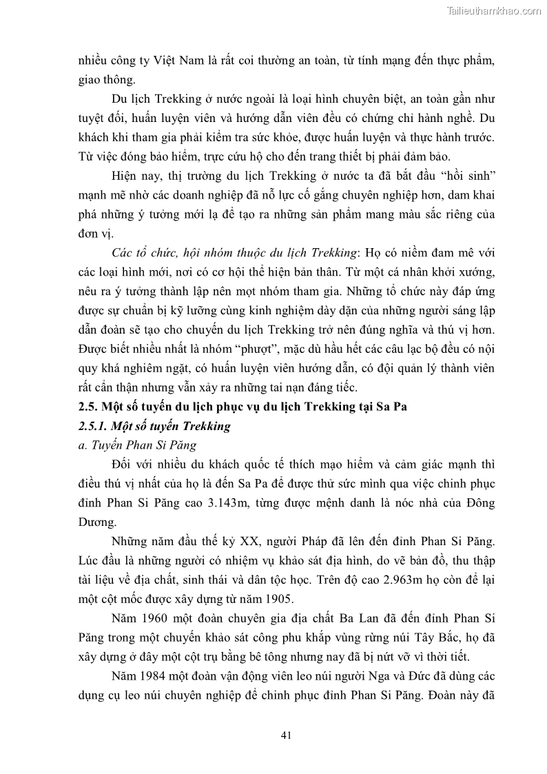 Khóa luận tốt nghiệp văn hóa du lịch Tìm hiểu khả năng khai thác và phát triển một số tuyến du lịch phục vụ du lịch Trekking tại Sa Pa - 5 Trang 51