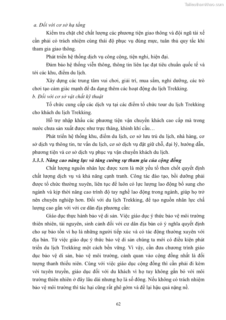 Khóa luận tốt nghiệp văn hóa du lịch Tìm hiểu khả năng khai thác và phát triển một số tuyến du lịch phục vụ du lịch Trekking tại Sa Pa - 6 Trang 72