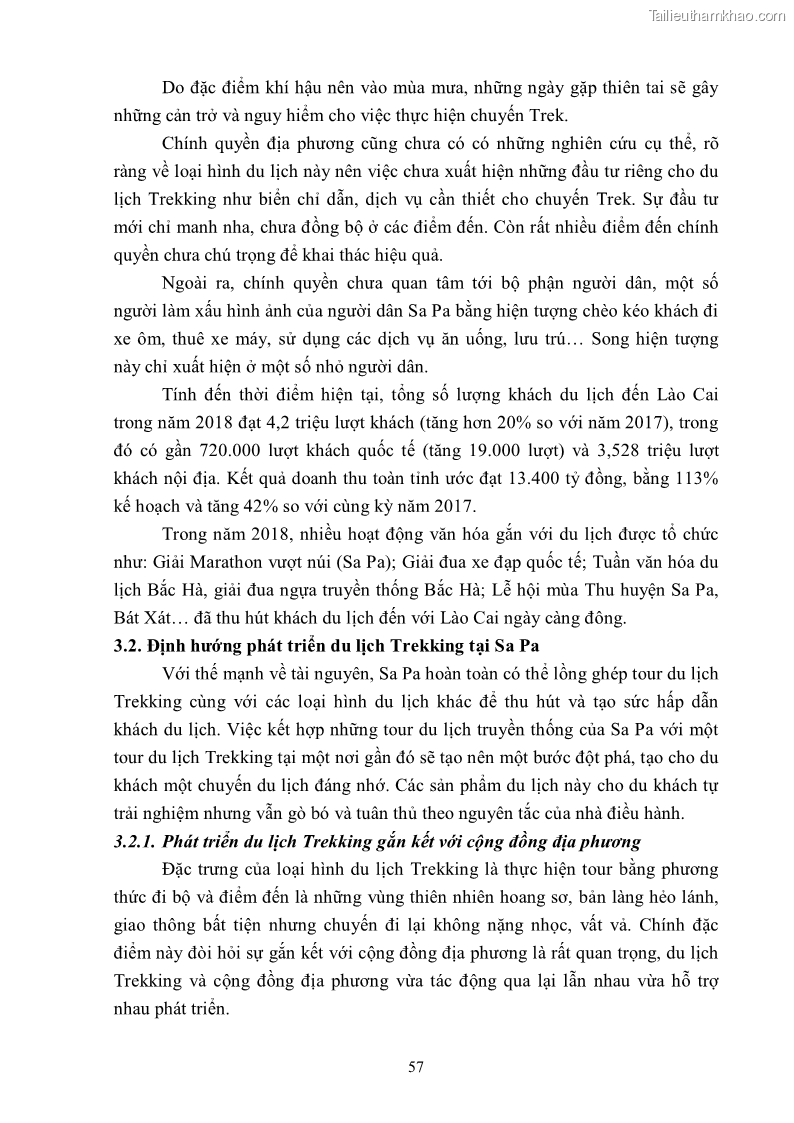 Khóa luận tốt nghiệp văn hóa du lịch Tìm hiểu khả năng khai thác và phát triển một số tuyến du lịch phục vụ du lịch Trekking tại Sa Pa - 6 Trang 67