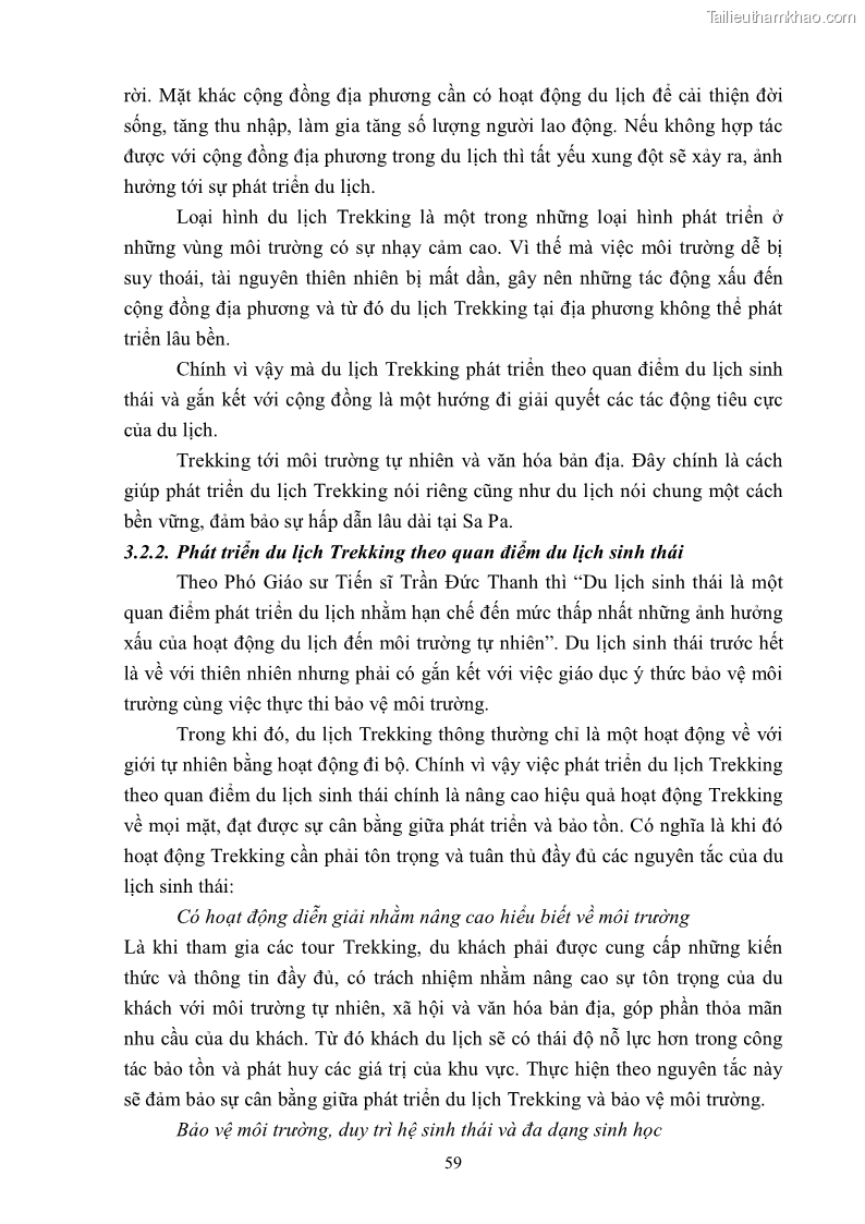 Khóa luận tốt nghiệp văn hóa du lịch Tìm hiểu khả năng khai thác và phát triển một số tuyến du lịch phục vụ du lịch Trekking tại Sa Pa - 6 Trang 69