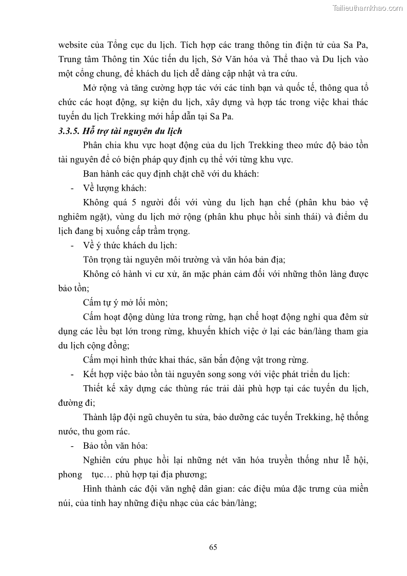 Khóa luận tốt nghiệp văn hóa du lịch Tìm hiểu khả năng khai thác và phát triển một số tuyến du lịch phục vụ du lịch Trekking tại Sa Pa - 7 Trang 75