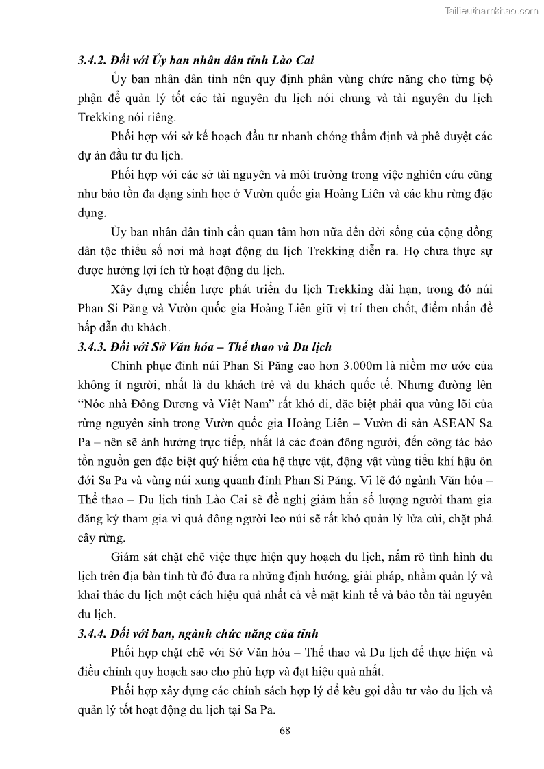 Khóa luận tốt nghiệp văn hóa du lịch Tìm hiểu khả năng khai thác và phát triển một số tuyến du lịch phục vụ du lịch Trekking tại Sa Pa - 7 Trang 78