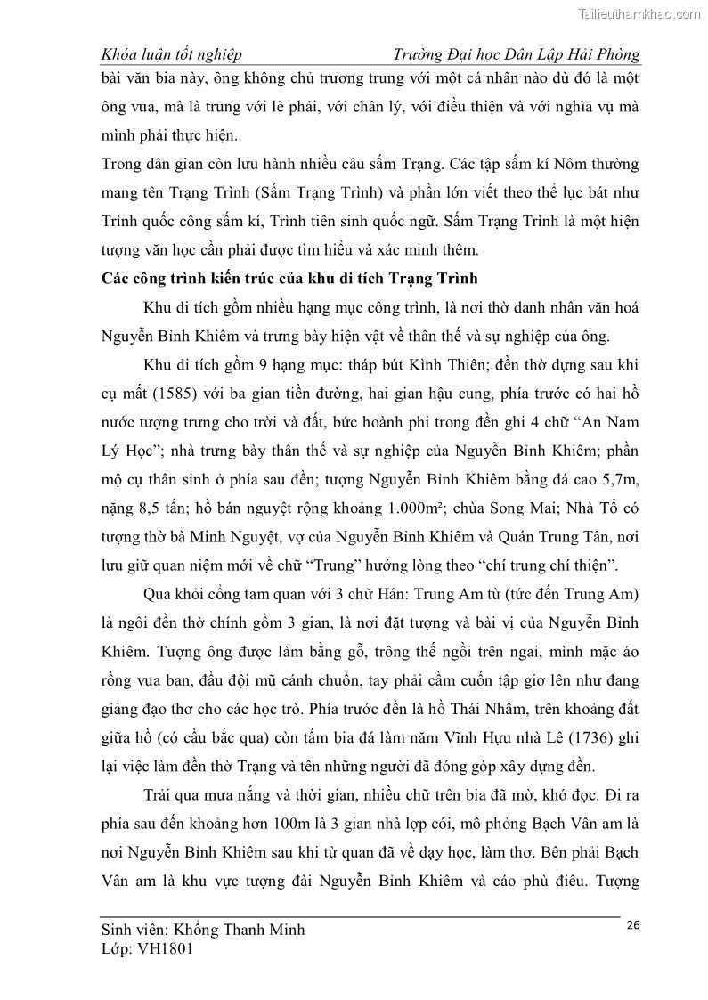 Khóa luận tốt nghiệp văn hóa du lịch Tìm hiểu một số điểm du lịch được học sinh sinh viên yêu thích ở Hải Phòng - 3 Trang 36