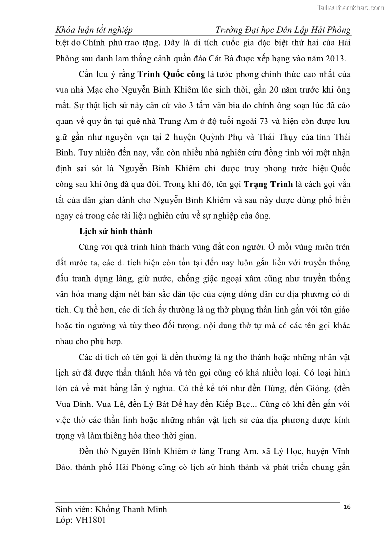 Khóa luận tốt nghiệp văn hóa du lịch Tìm hiểu một số điểm du lịch được học sinh sinh viên yêu thích ở Hải Phòng - 3 Trang 26