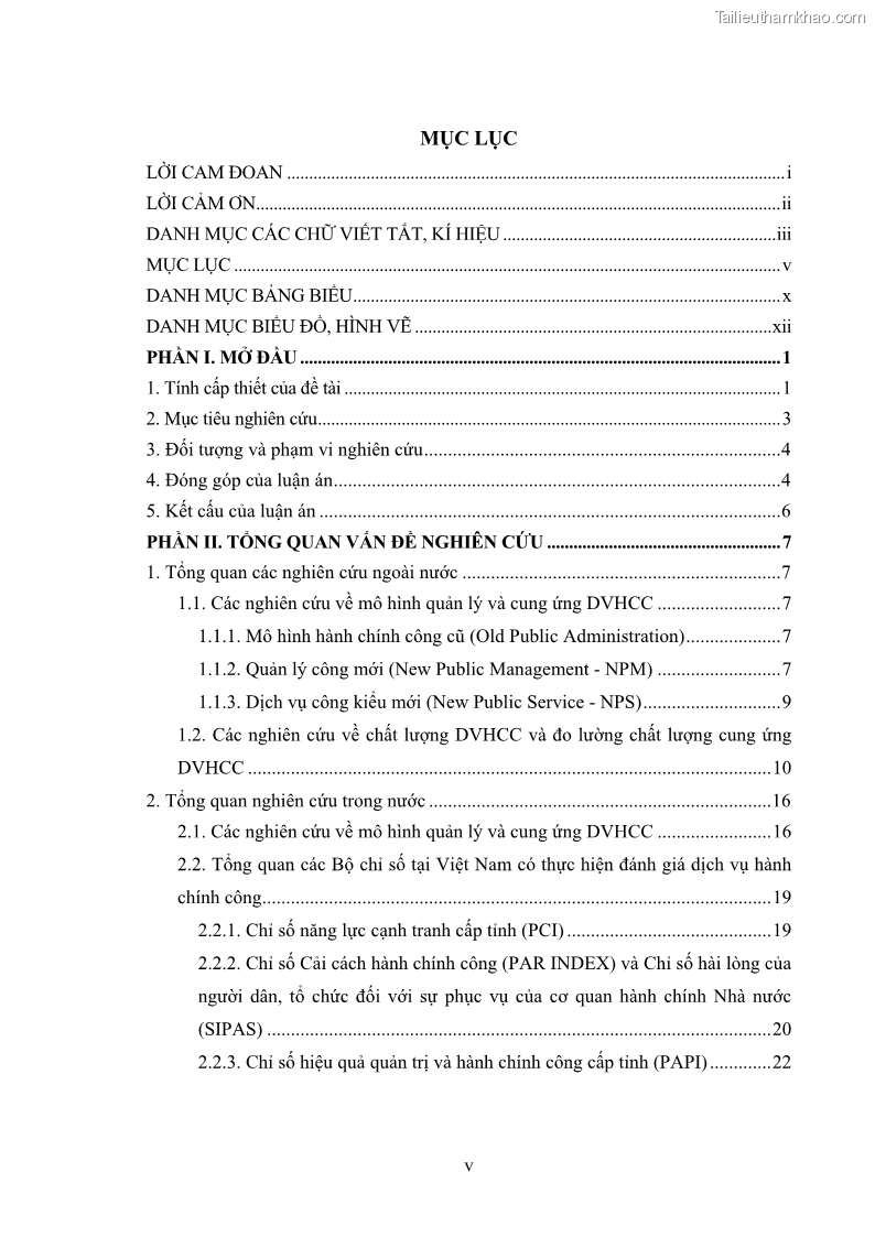 Luận án tiến sĩ quản trị kinh doanh Nâng cao chất lượng cung ứng dịch vụ hành chính công tỉnh Quảng Bình - 1 Trang 7