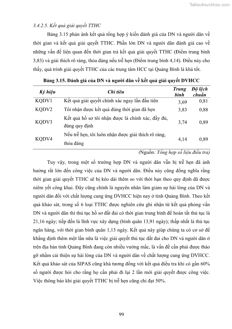 Luận án tiến sĩ quản trị kinh doanh Nâng cao chất lượng cung ứng dịch vụ hành chính công tỉnh Quảng Bình - 10 Trang 113