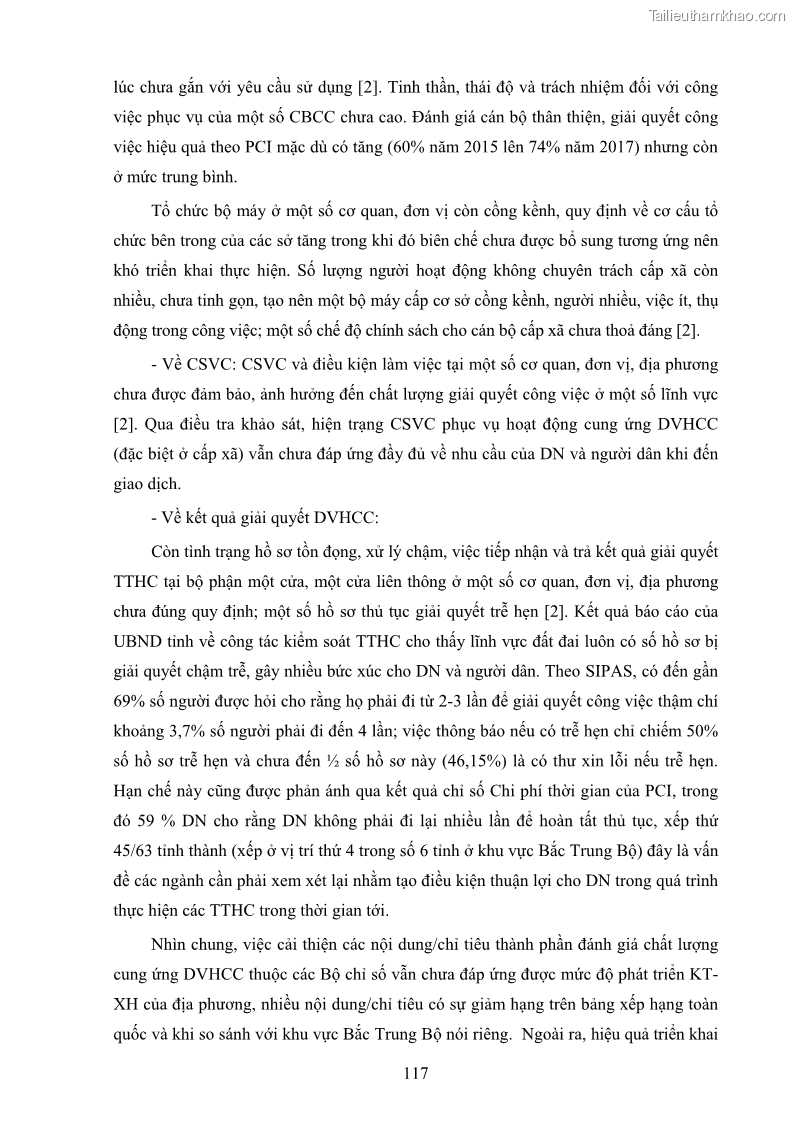 Luận án tiến sĩ quản trị kinh doanh Nâng cao chất lượng cung ứng dịch vụ hành chính công tỉnh Quảng Bình - 11 Trang 131