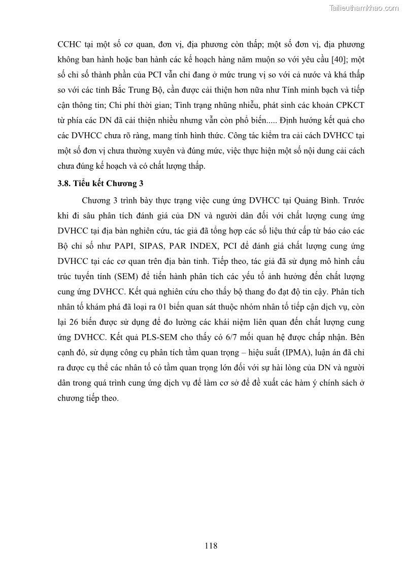 Luận án tiến sĩ quản trị kinh doanh Nâng cao chất lượng cung ứng dịch vụ hành chính công tỉnh Quảng Bình - 11 Trang 132