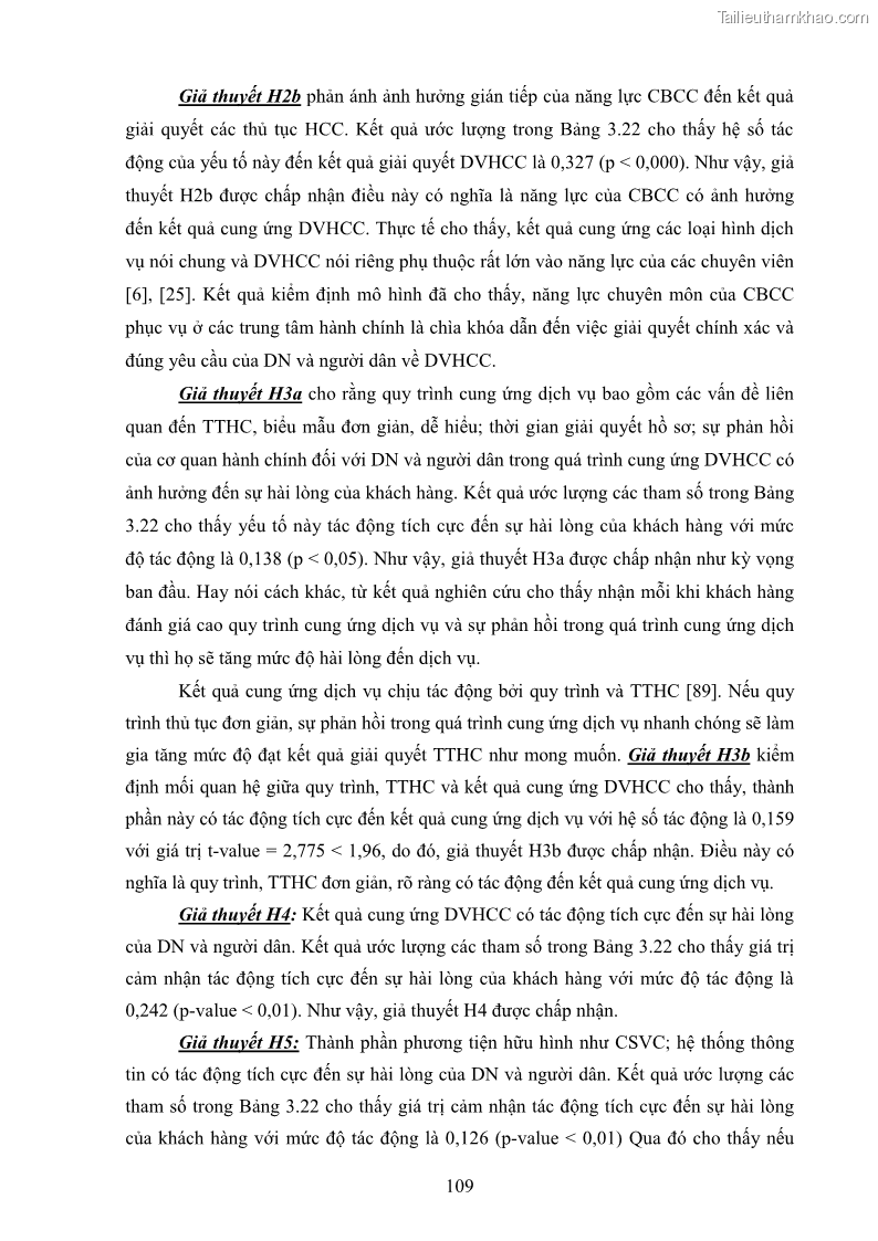 Luận án tiến sĩ quản trị kinh doanh Nâng cao chất lượng cung ứng dịch vụ hành chính công tỉnh Quảng Bình - 11 Trang 123