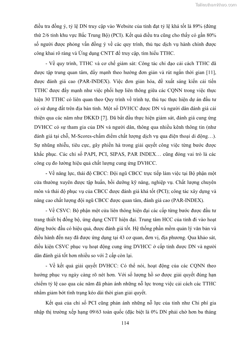 Luận án tiến sĩ quản trị kinh doanh Nâng cao chất lượng cung ứng dịch vụ hành chính công tỉnh Quảng Bình - 11 Trang 128