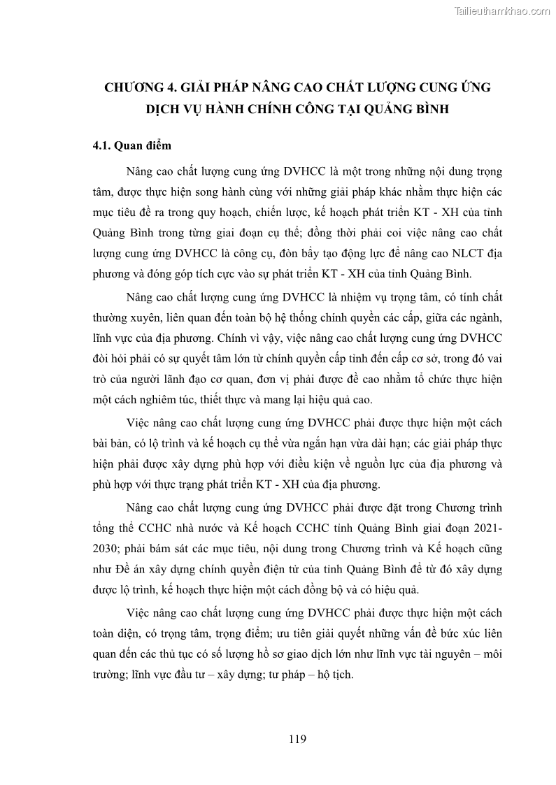 Luận án tiến sĩ quản trị kinh doanh Nâng cao chất lượng cung ứng dịch vụ hành chính công tỉnh Quảng Bình - 12 Trang 133