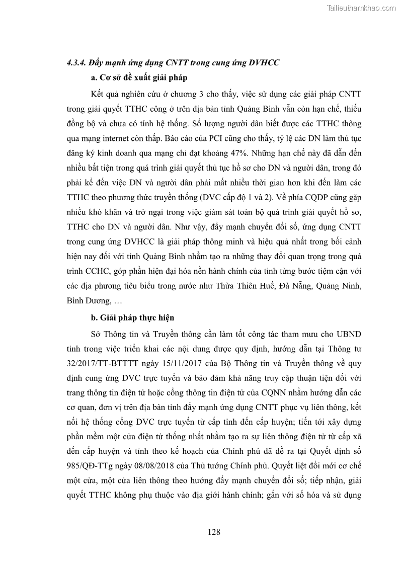 Luận án tiến sĩ quản trị kinh doanh Nâng cao chất lượng cung ứng dịch vụ hành chính công tỉnh Quảng Bình - 12 Trang 142