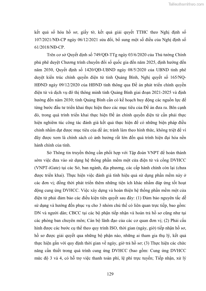 Luận án tiến sĩ quản trị kinh doanh Nâng cao chất lượng cung ứng dịch vụ hành chính công tỉnh Quảng Bình - 12 Trang 143