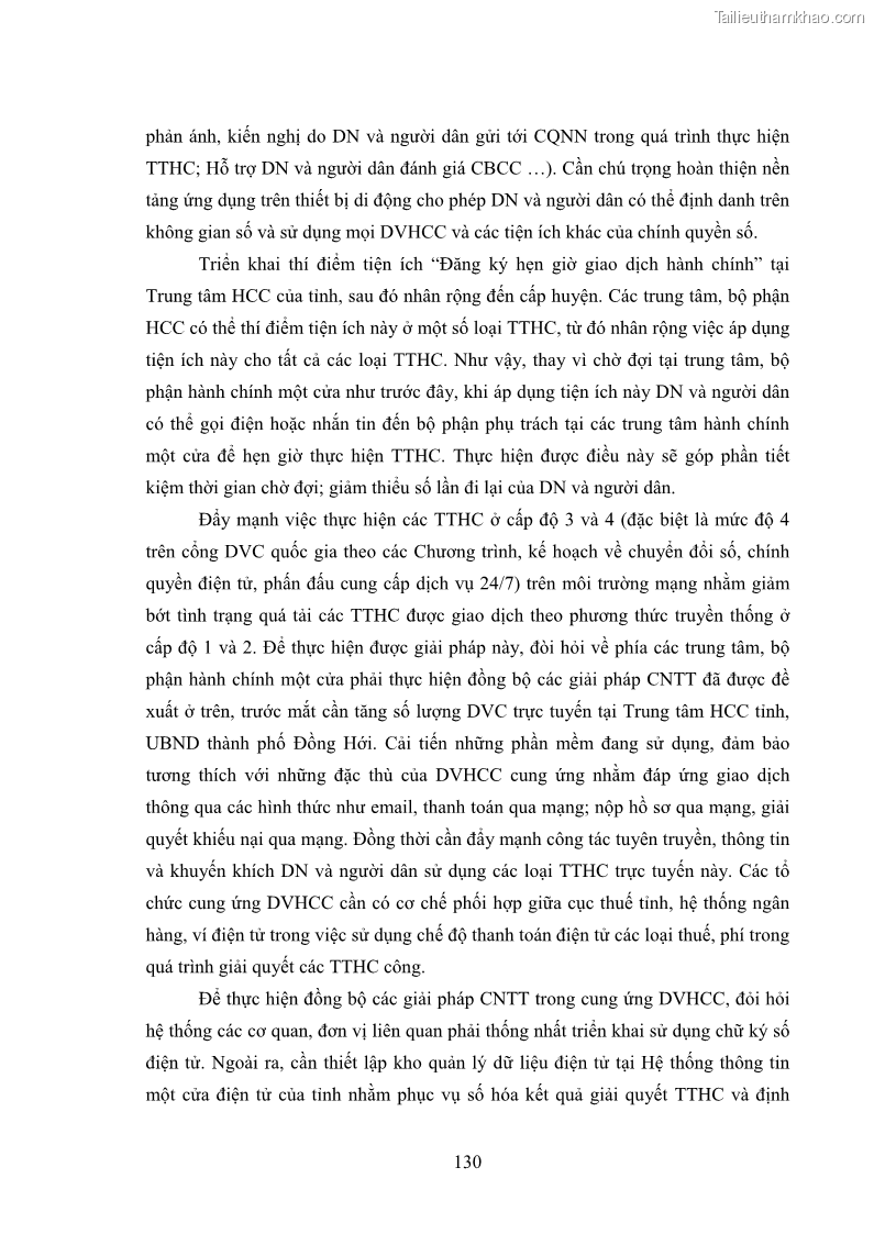 Luận án tiến sĩ quản trị kinh doanh Nâng cao chất lượng cung ứng dịch vụ hành chính công tỉnh Quảng Bình - 12 Trang 144