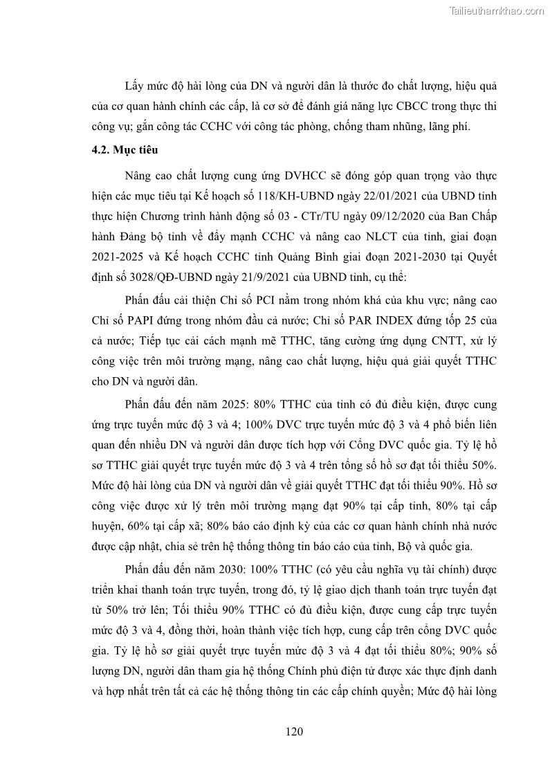 Luận án tiến sĩ quản trị kinh doanh Nâng cao chất lượng cung ứng dịch vụ hành chính công tỉnh Quảng Bình - 12 Trang 134