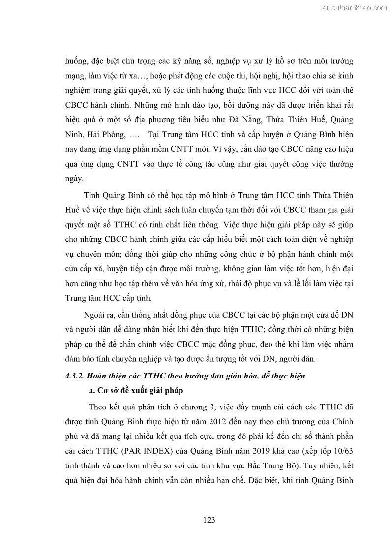Luận án tiến sĩ quản trị kinh doanh Nâng cao chất lượng cung ứng dịch vụ hành chính công tỉnh Quảng Bình - 12 Trang 137