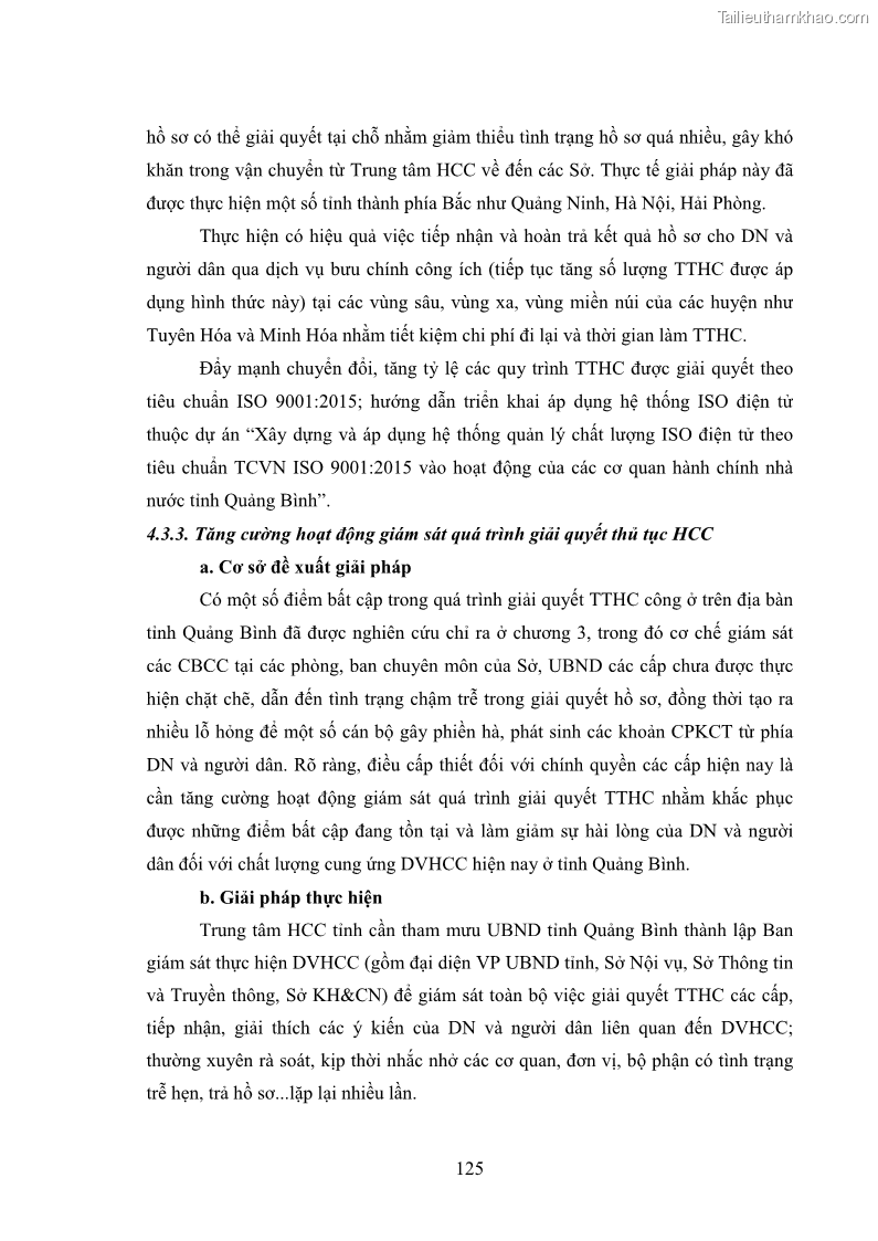 Luận án tiến sĩ quản trị kinh doanh Nâng cao chất lượng cung ứng dịch vụ hành chính công tỉnh Quảng Bình - 12 Trang 139