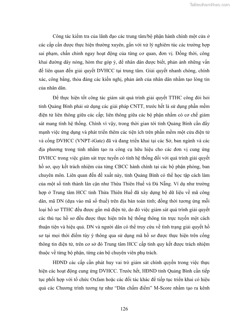 Luận án tiến sĩ quản trị kinh doanh Nâng cao chất lượng cung ứng dịch vụ hành chính công tỉnh Quảng Bình - 12 Trang 140