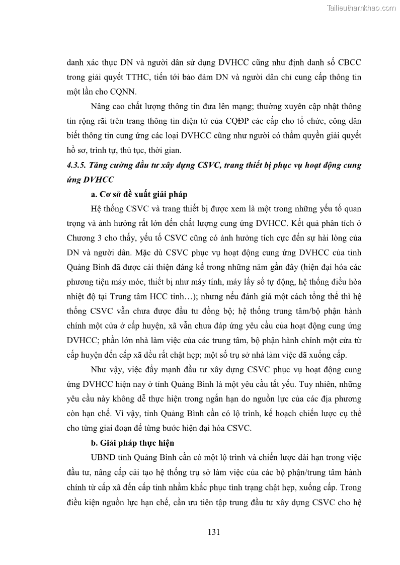 Luận án tiến sĩ quản trị kinh doanh Nâng cao chất lượng cung ứng dịch vụ hành chính công tỉnh Quảng Bình - 13 Trang 145
