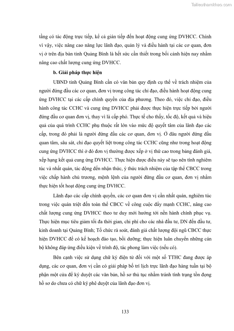 Luận án tiến sĩ quản trị kinh doanh Nâng cao chất lượng cung ứng dịch vụ hành chính công tỉnh Quảng Bình - 13 Trang 147