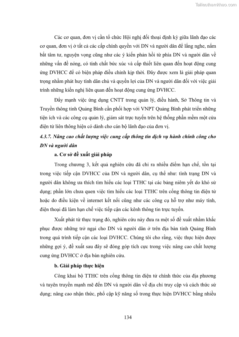 Luận án tiến sĩ quản trị kinh doanh Nâng cao chất lượng cung ứng dịch vụ hành chính công tỉnh Quảng Bình - 13 Trang 148