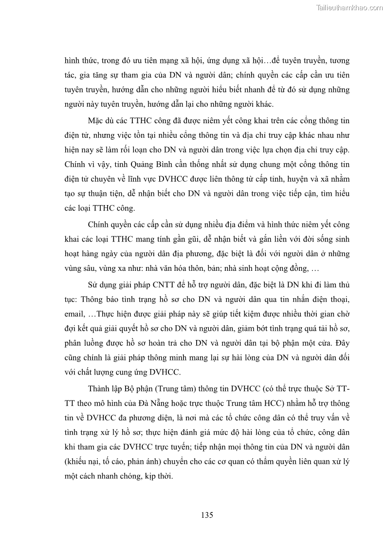 Luận án tiến sĩ quản trị kinh doanh Nâng cao chất lượng cung ứng dịch vụ hành chính công tỉnh Quảng Bình - 13 Trang 149