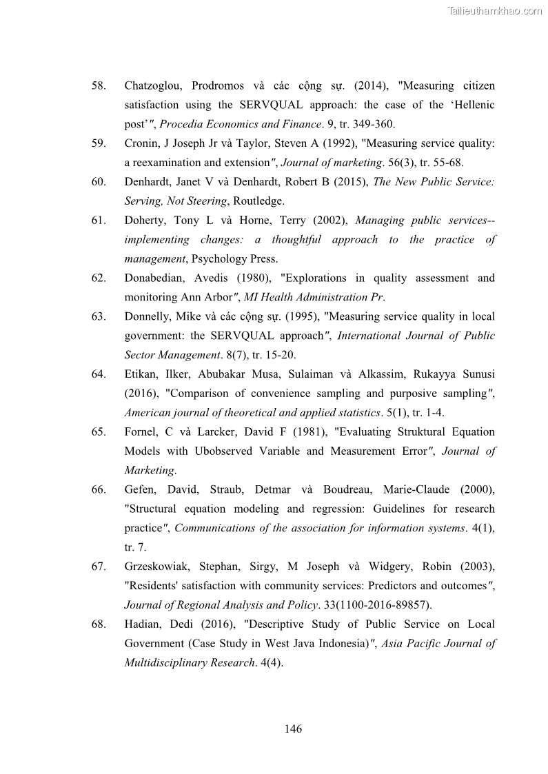 Luận án tiến sĩ quản trị kinh doanh Nâng cao chất lượng cung ứng dịch vụ hành chính công tỉnh Quảng Bình - 14 Trang 160