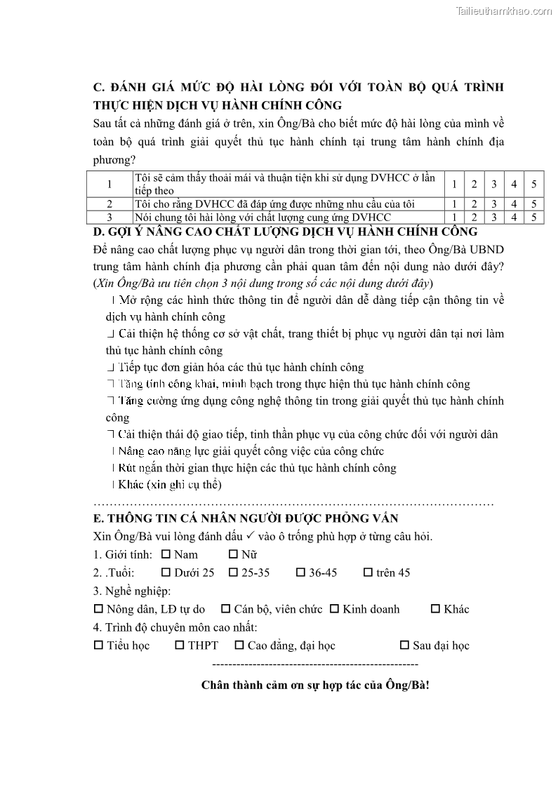 Luận án tiến sĩ quản trị kinh doanh Nâng cao chất lượng cung ứng dịch vụ hành chính công tỉnh Quảng Bình - 16 Trang 185