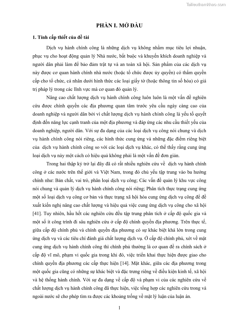 Luận án tiến sĩ quản trị kinh doanh Nâng cao chất lượng cung ứng dịch vụ hành chính công tỉnh Quảng Bình - 2 Trang 15