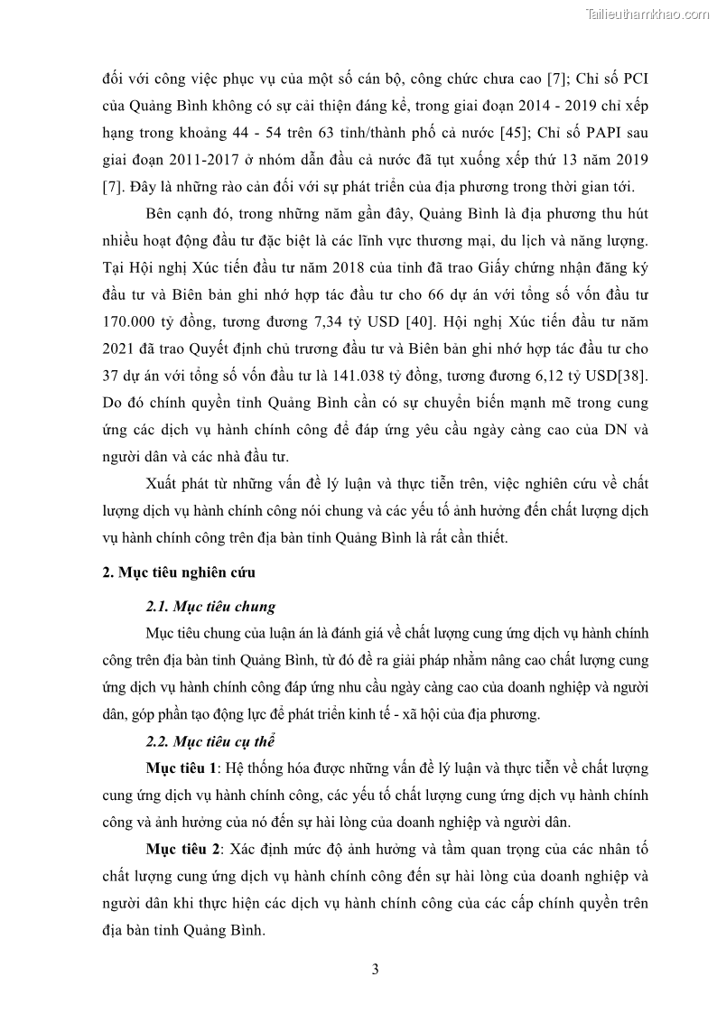 Luận án tiến sĩ quản trị kinh doanh Nâng cao chất lượng cung ứng dịch vụ hành chính công tỉnh Quảng Bình - 2 Trang 17