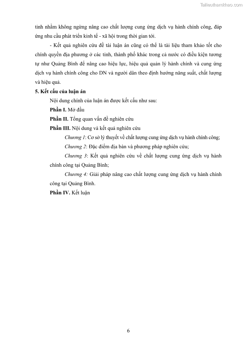 Luận án tiến sĩ quản trị kinh doanh Nâng cao chất lượng cung ứng dịch vụ hành chính công tỉnh Quảng Bình - 2 Trang 20