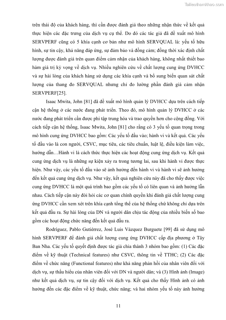 Luận án tiến sĩ quản trị kinh doanh Nâng cao chất lượng cung ứng dịch vụ hành chính công tỉnh Quảng Bình - 3 Trang 25